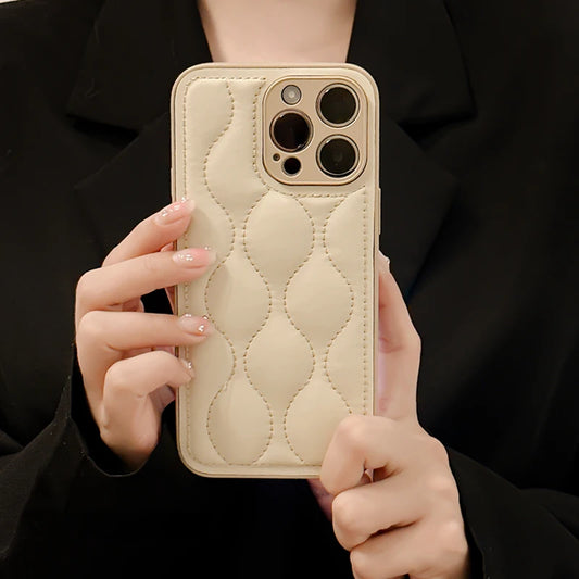 Wave Curve Beige Down Jacket Phone Case