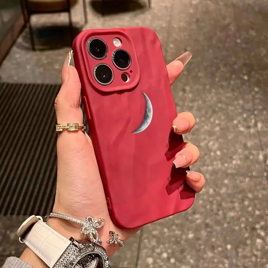 Minimalist Creative Black Moon Phone Case For iPhone