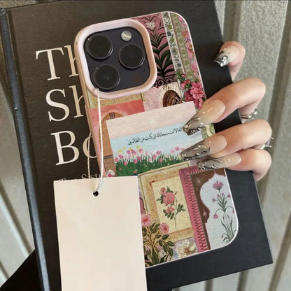 Pink Middle Eastern Tulip Sea Arabic Script Design Phone Case For iPhone