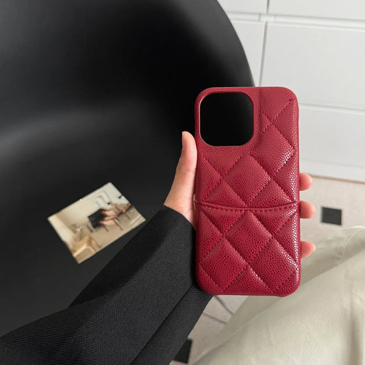 Retro Red Color Leather Phone Case