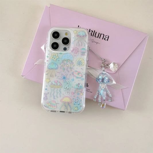 Double Layers Floral Prints Transparent Chic Phone Case