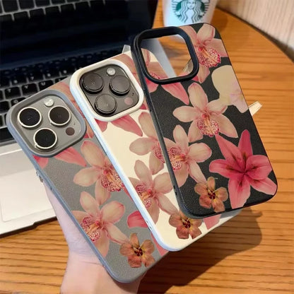 Watercolor Hibiscus Flower Lichee Pattern Phone Case For iPhone