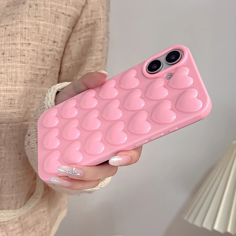Pink 3D Bubble Pop Heart Cute Girly Phone Case