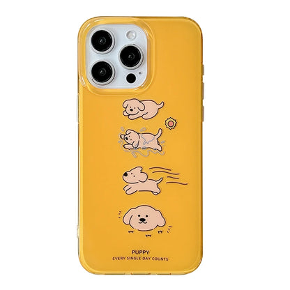 Lovely Cute Four Dogs Yellow Phone Case
