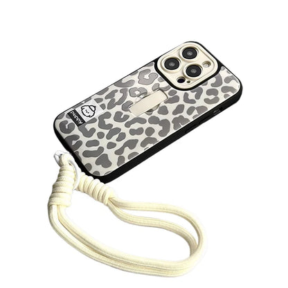 Cute Puppy Dog Stylish Leopard Print Ring Holder Stand Phone Case