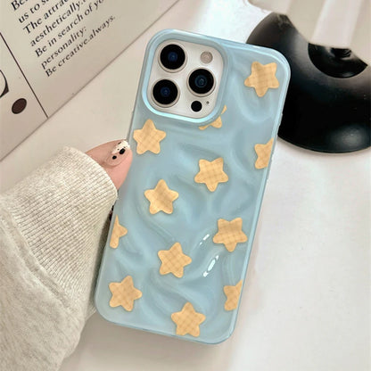 Yellow Stars Blue Wrinkle Fold Phone Case