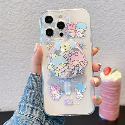 Cartoon Twin Stars Holder Magsafe Magnetic Phone Case For iPhone