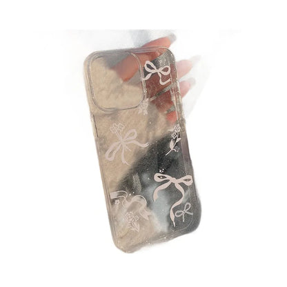Luxury Bow Flower Glitter Transparent Phone Case