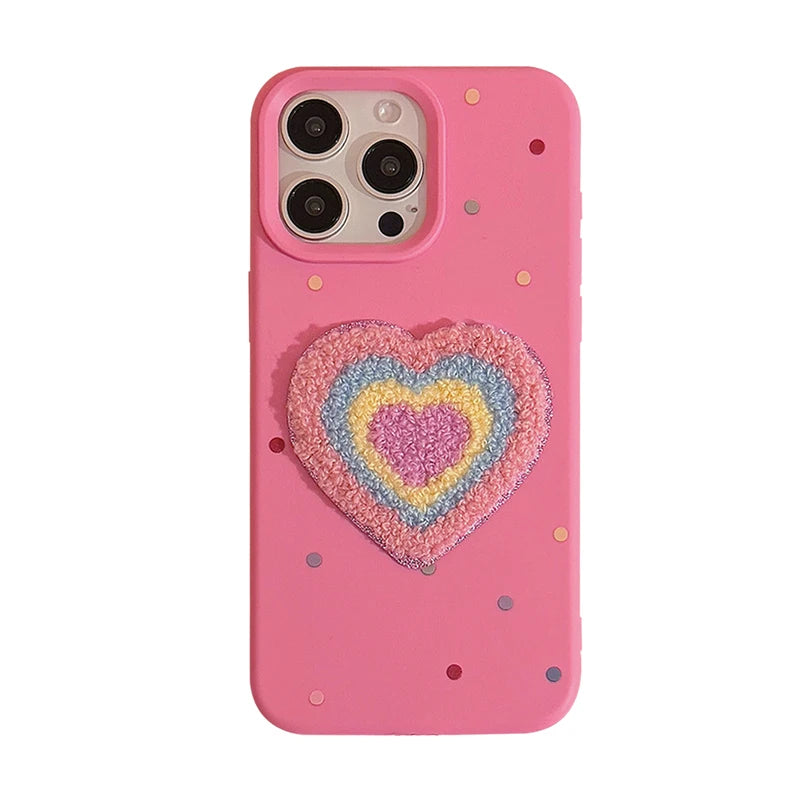 Rose Plush Love Heart Phone Case