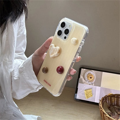 Simple Cute 3D Love Heart Striped Phone Case For iPhone