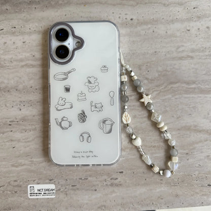 Grey Frame Line Drawing With Star Wrist Chain Chic Phone Case