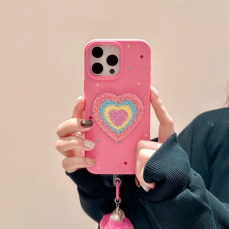 Rose Plush Love Heart Phone Case