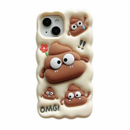 Funny Red Flower Cow Dung Foldable Holder Stand Silicone Cover For iPhone