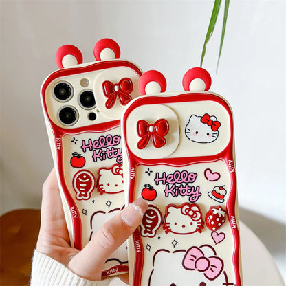 Cute Cartoon Hello Kitty Push Pull Camera Phone Case