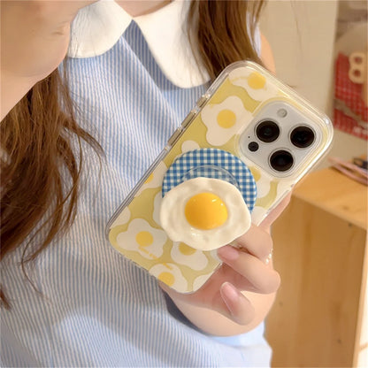 Funny Cute Egg Magnetic Stand Phone Case