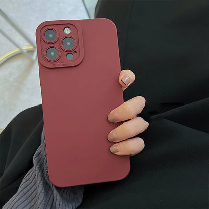 Wine Red Liquid Skin Silicone Phone Case