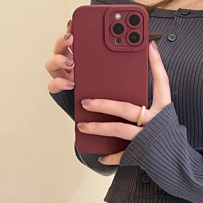 Wine Red Liquid Skin Silicone Phone Case