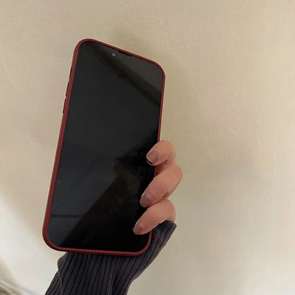 Wine Red Liquid Skin Silicone Phone Case