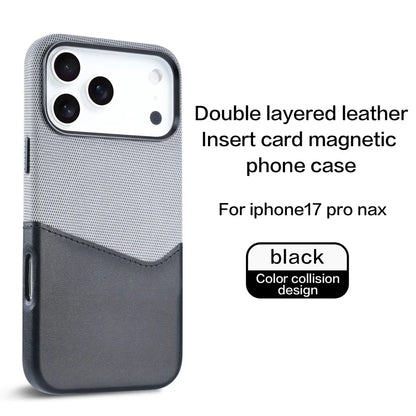 Fabric Splicing Texture Card Insertion Magnetic Phone Case For iPhone