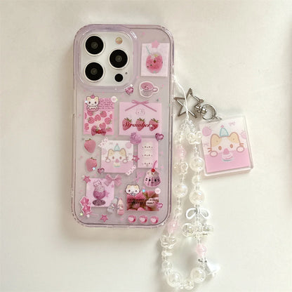 Cute Cartoon Strawberry Marshmallow Cat Phone Case