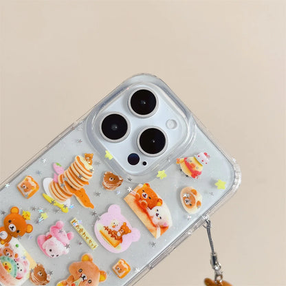 New Cute Cartoon Light Hearted Bear Bell Pendant Phone Case