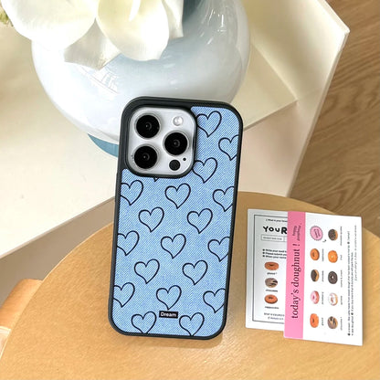 Cartoon Lovely Heart Jeans Denim Cloth Chic Phone Case