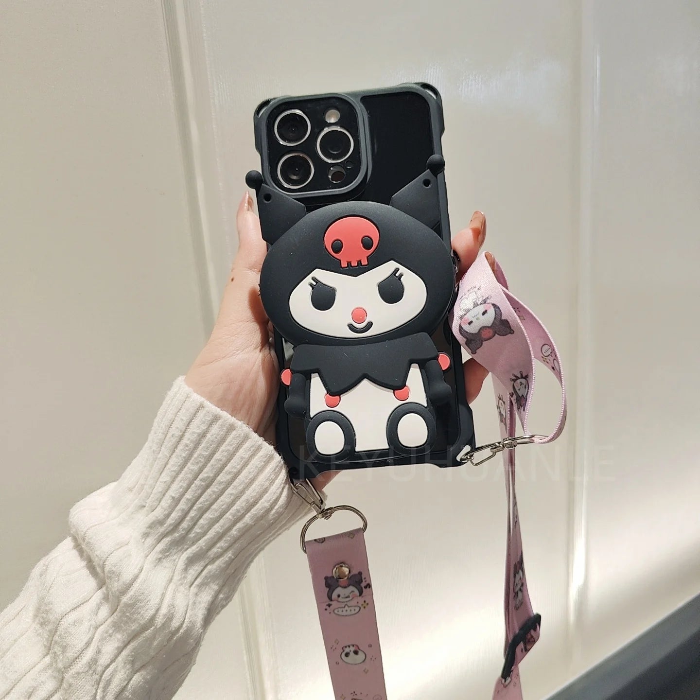 Cartoon Pochacco My Melody Kuromi Crossbody Strap Wallet Phone Case