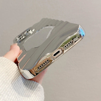 Cute Cat Wave Makeup Mirror Phone Case