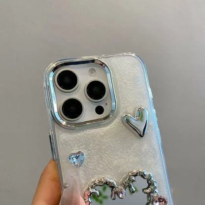 Luxury Diamand Love Heart Mirror Phone Case