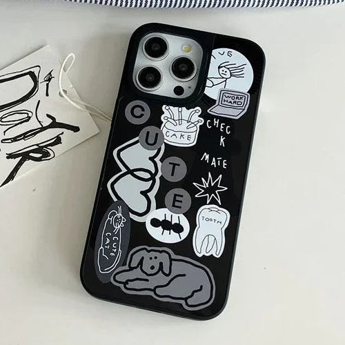 Black Mirror Surface Dog Sticker Phone Case