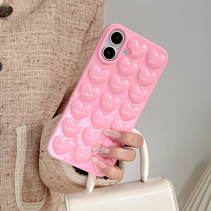 Pink 3D Bubble Pop Heart Cute Girly Phone Case