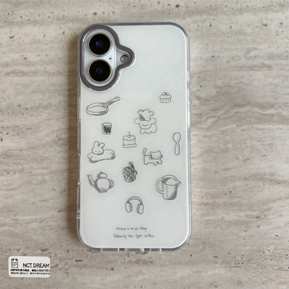 Grey Frame Line Drawing With Star Wrist Chain Chic Phone Case
