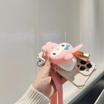 Cartoon Pochacco My Melody Kuromi Crossbody Strap Wallet Phone Case