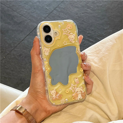 Kawaii Cartoon Wave Pattern Mirror Phone Case For iPhone