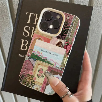 Pink Middle Eastern Tulip Sea Arabic Script Design Phone Case For iPhone
