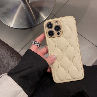 Wave Curve Beige Down Jacket Phone Case