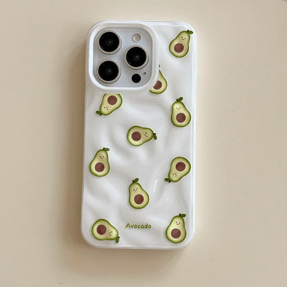 Simple Fruit Durian Avocado Guava Cute Folds Texture Phone Case