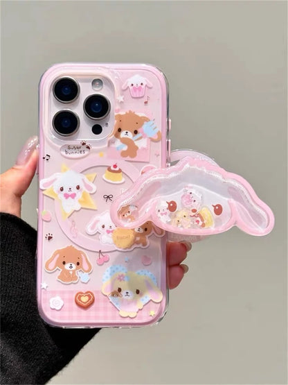 Funny Cartoon Dessert Rabbit Magsafe Magnetic Stand Phone Case