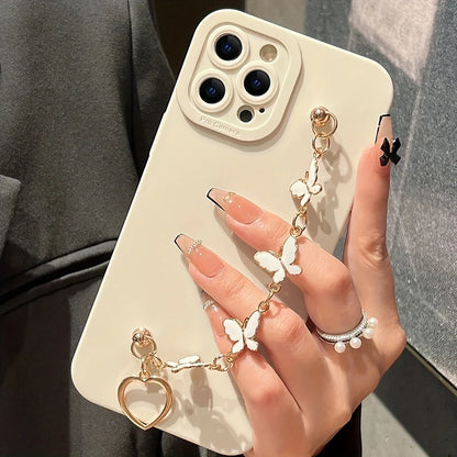 Black White Butterfly Chain Phone Case For iPhone