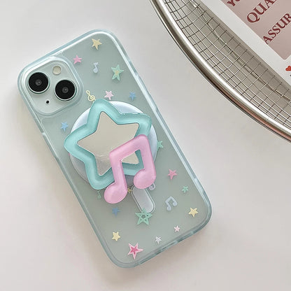3D Korean Cute Stars Mirror Magsafe Magnetic Holder Phone Case