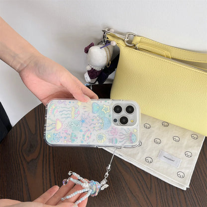 Double Layers Floral Prints Transparent Chic Phone Case