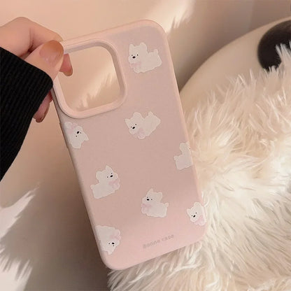Cute Cartoon Bowknot Puppy Bracket With Chain Bracelet Phone Case For iPhone