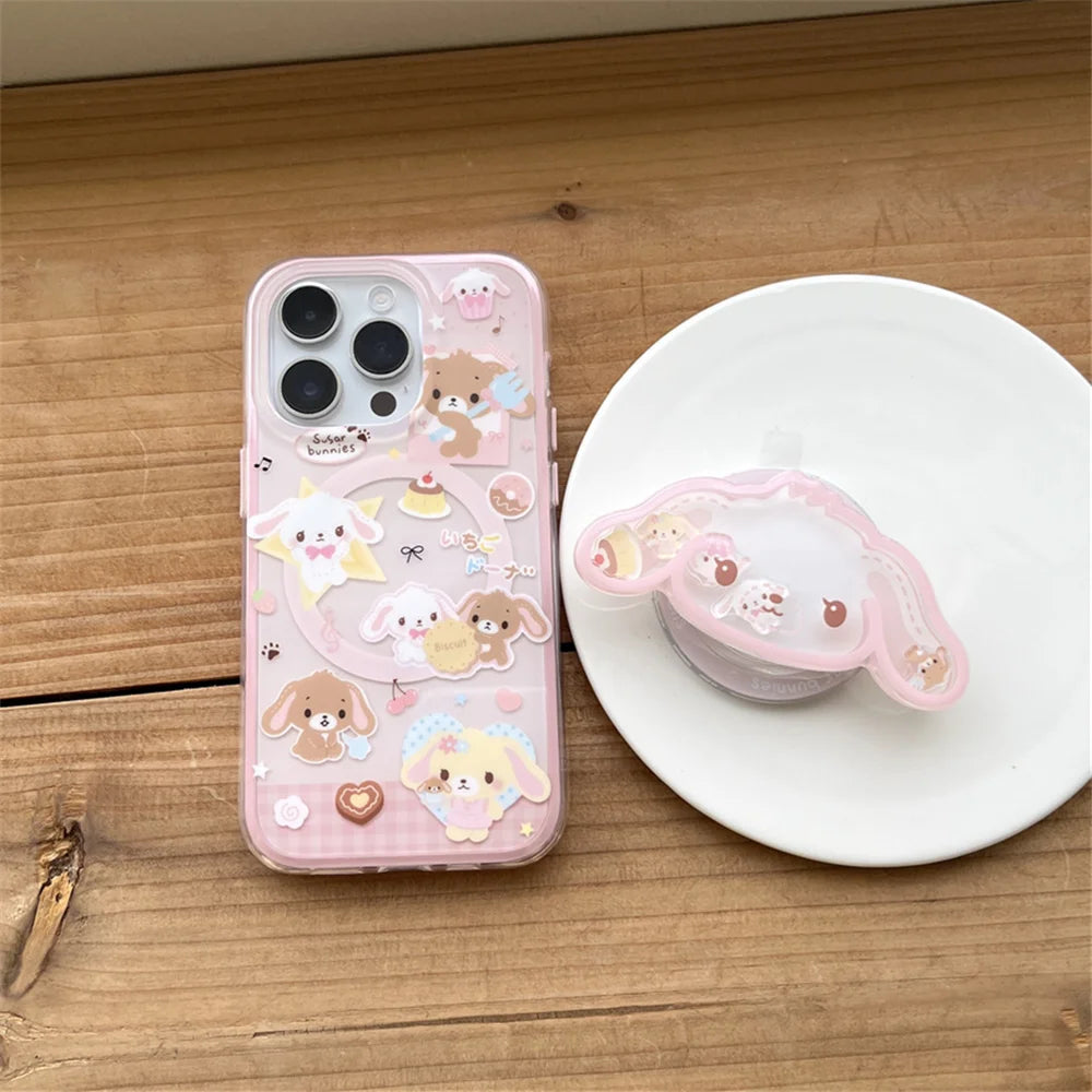 Funny Cartoon Dessert Rabbit Magsafe Magnetic Stand Phone Case