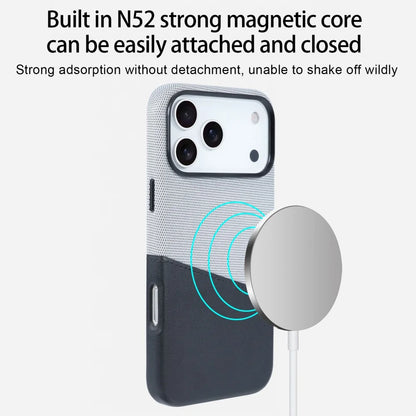 Fabric Splicing Texture Card Insertion Magnetic Phone Case For iPhone