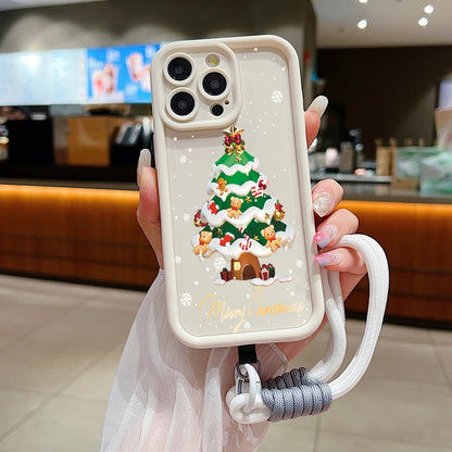 New Year Christmas Santa Lanyard Rope Phone Case For iPhone