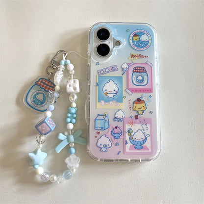 Summer Ice Cream Drink Milk Cartoon Lanyard Chain Phone Case