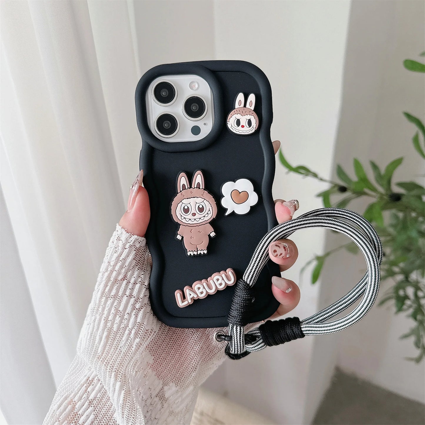 Wrist Strap Cartoon Cloth Lala Phone Case for IPhone