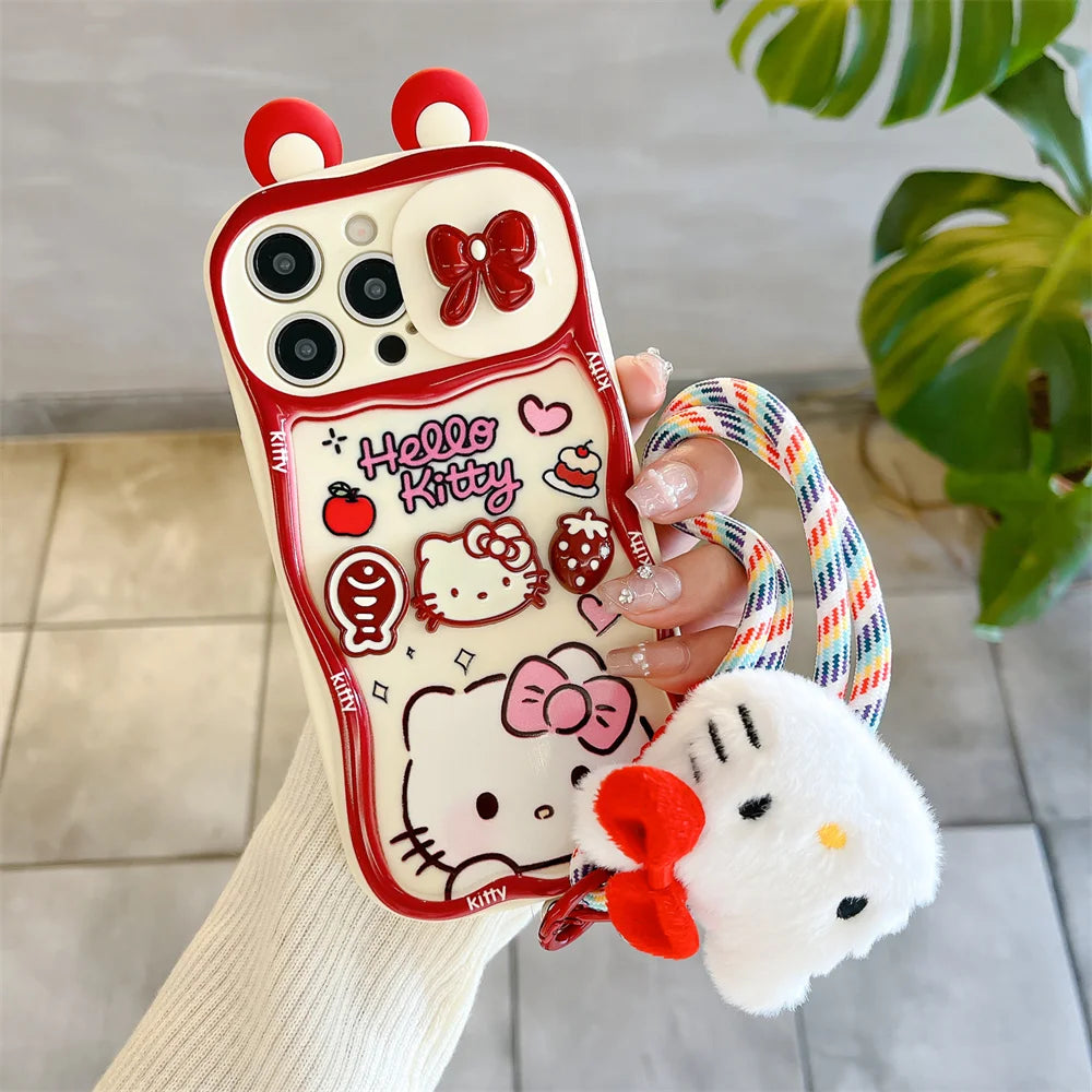 Cute Cartoon Hello Kitty Push Pull Camera Phone Case