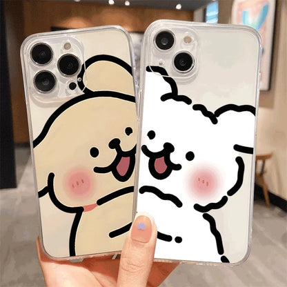 Cute Anime Dog Lovers Couple Phone Case For iPhone