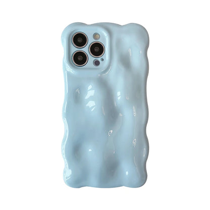 Fashion Macaron Blue Wave Bubbles Phone Case